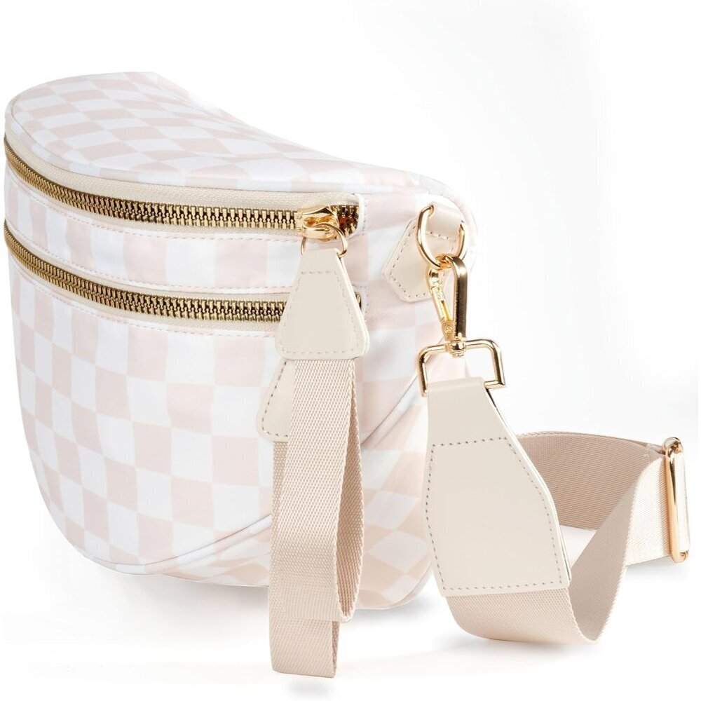 Checkered Nylon Crossbody Bag Large Capacity Women's Wallets Handbags - Picture 5 of 6